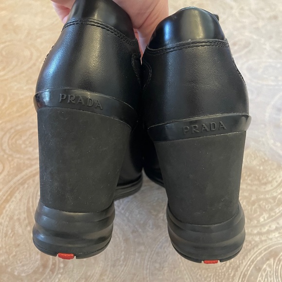 Prada Milano Wedge lace up Sneakers, Black - Picture 11 of 12